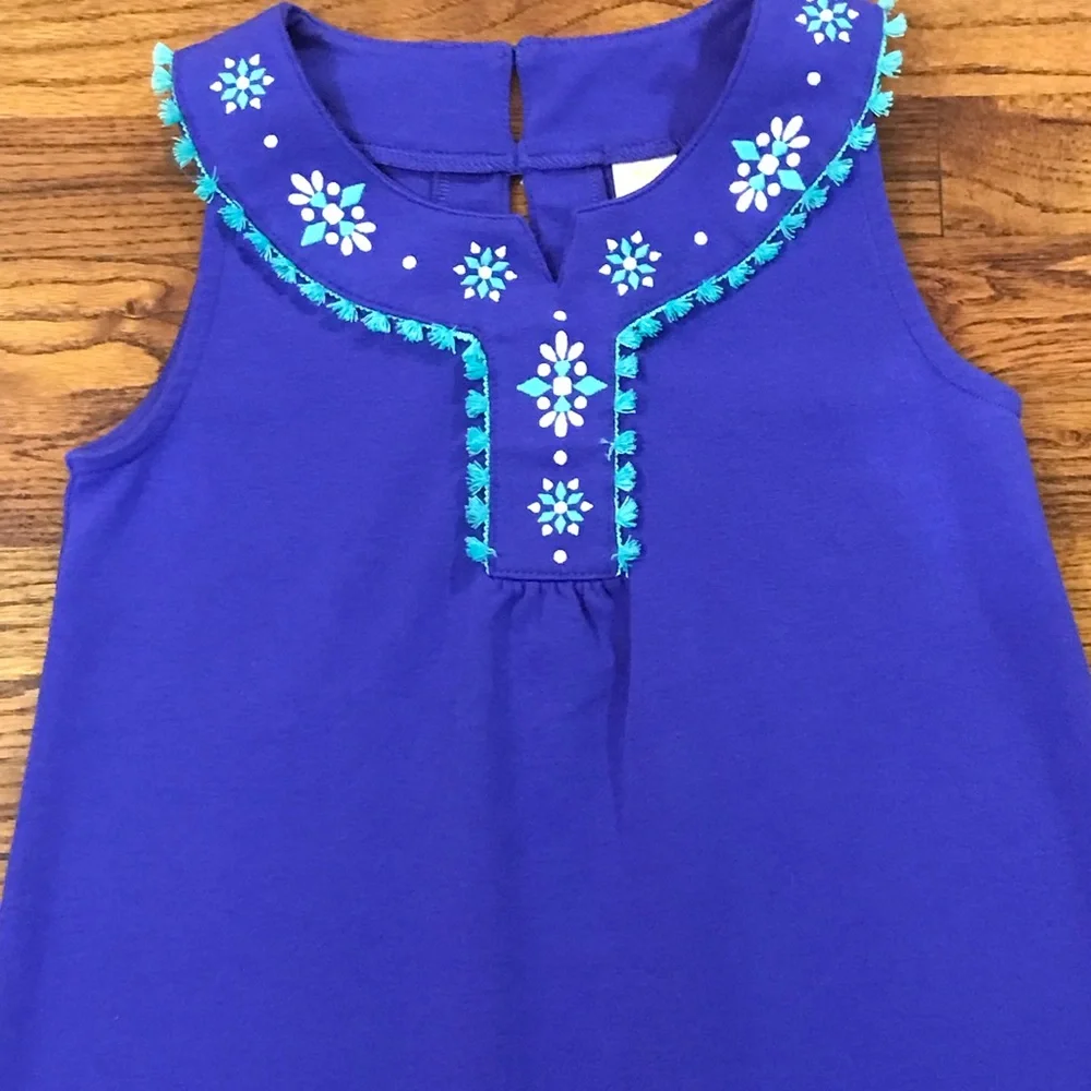 Girls Gymboree Blue & Teal Green Dress Size Medium 8 - 10 Cotton Polyester Spand
